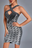 Rutia Metallic Mini Bandage Dress - Silver