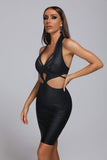 Blacl Metallic Mini Bandage Dress - Bellabarnett