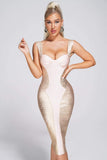 Cherye Metallic Midi Bandage Dress - Bellabarnett