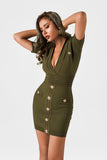 Naima Mini Knit Dress - Green - Bellabarnett