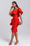 Figgo Midi Ruffled Bandage Dress