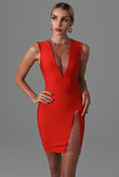 Konka Diamond Mini Bandage Dress - Red - Bellabarnett