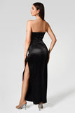 Winika Satin Strapless Maxi Dress - Black