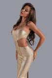 Kit Metallic Midi Bandage Dress - Gold