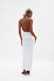 Nayeli Cross Halter Maxi Dress - White - Bellabarnett