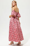 Printed Lantern Sleeve Maxi Dress