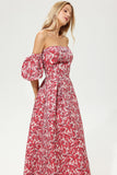 Printed Lantern Sleeve Maxi Dress