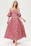 Printed Lantern Sleeve Maxi Dress