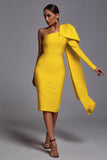 Abbey Yellow One Shoulder Bandage Dress